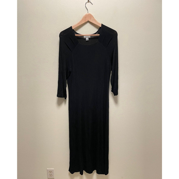 Coldwater Creek Dresses & Skirts - Coldwater Creek Women Maxi Dress Medium Black Slinky Stretch Long Sleeve Neutral